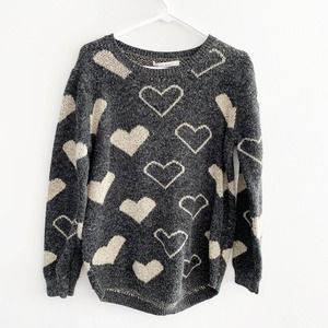 Dreamers Thick Knit Gray Heart Sweater S/M